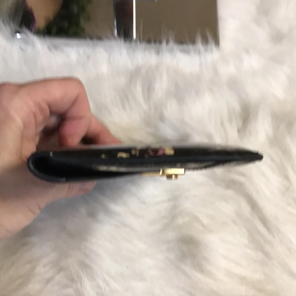 Tory Burch Patent Leather Flower Printed Wallet